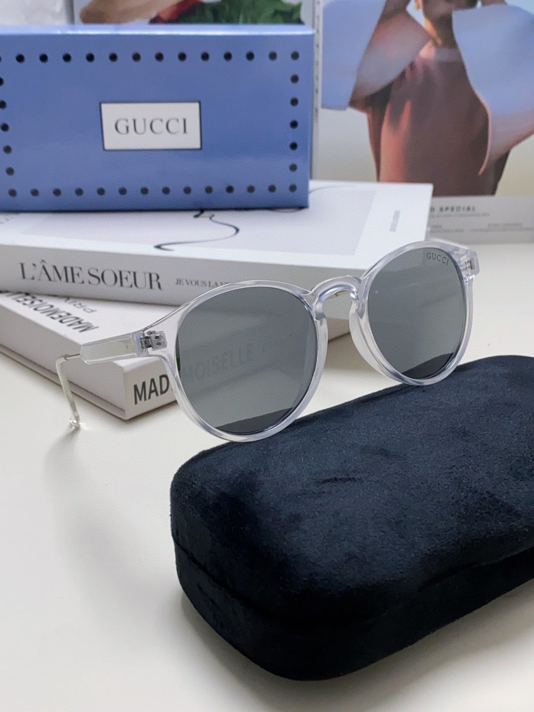 Gucci Round Silver Lens Sunglasses for Men & Women - detail image 6