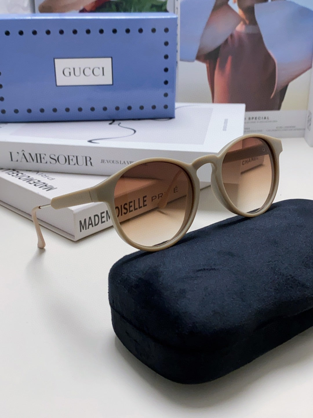 Gucci Round Brown Lens Sunglasses for Men & Women - detail image 6
