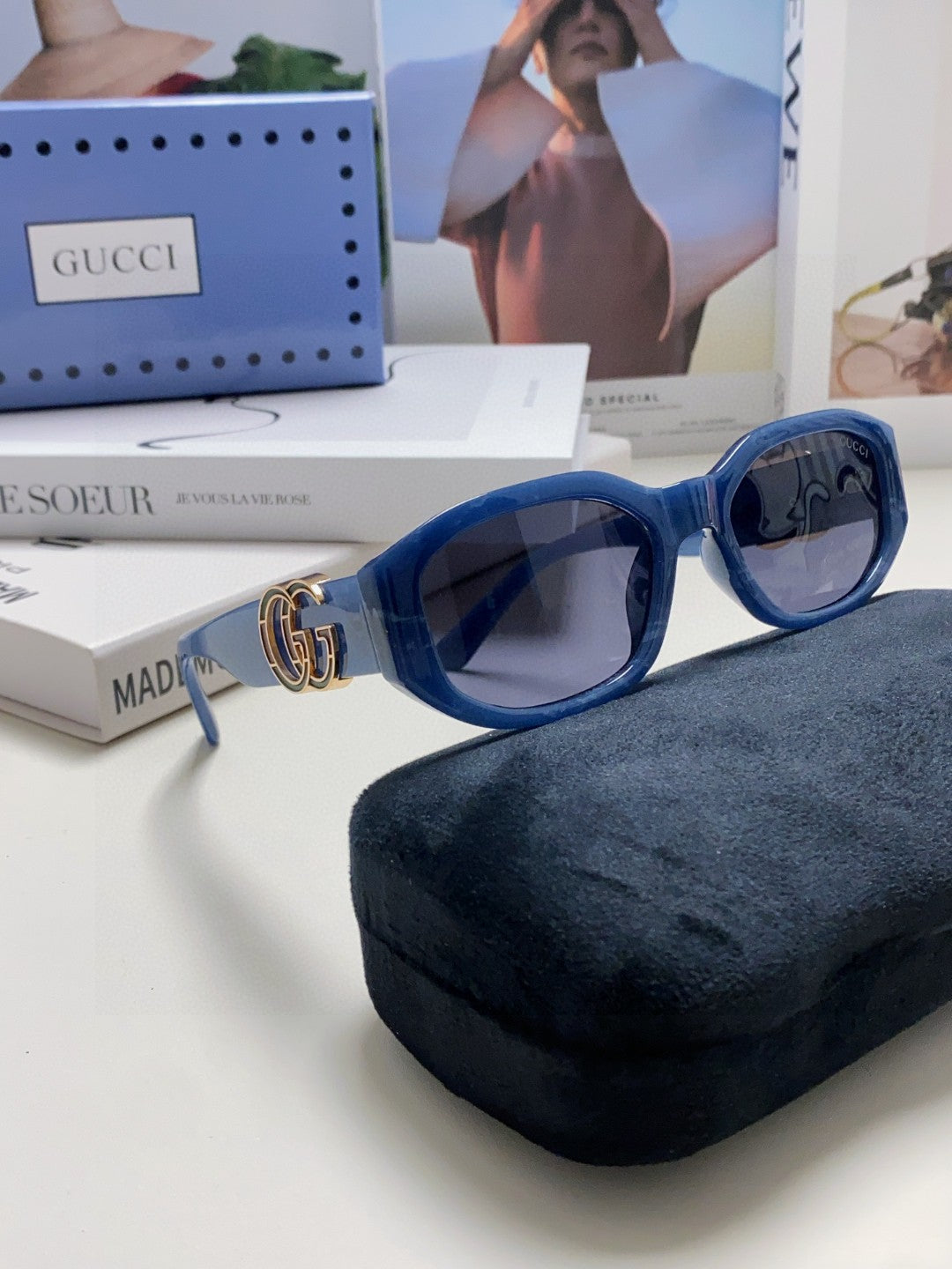 Gucci Round Blue Lens Sunglasses for Men & Women - 448810 - detail image 6