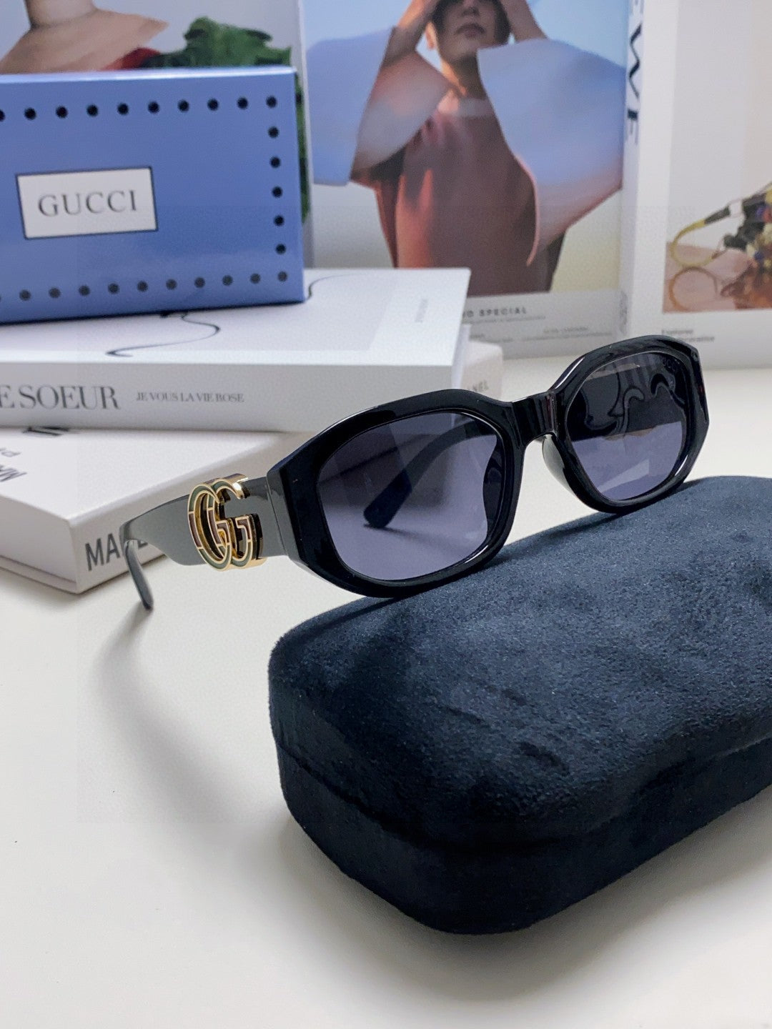 Gucci Round Blue Lens Sunglasses for Men & Women - 448813 - detail image 7