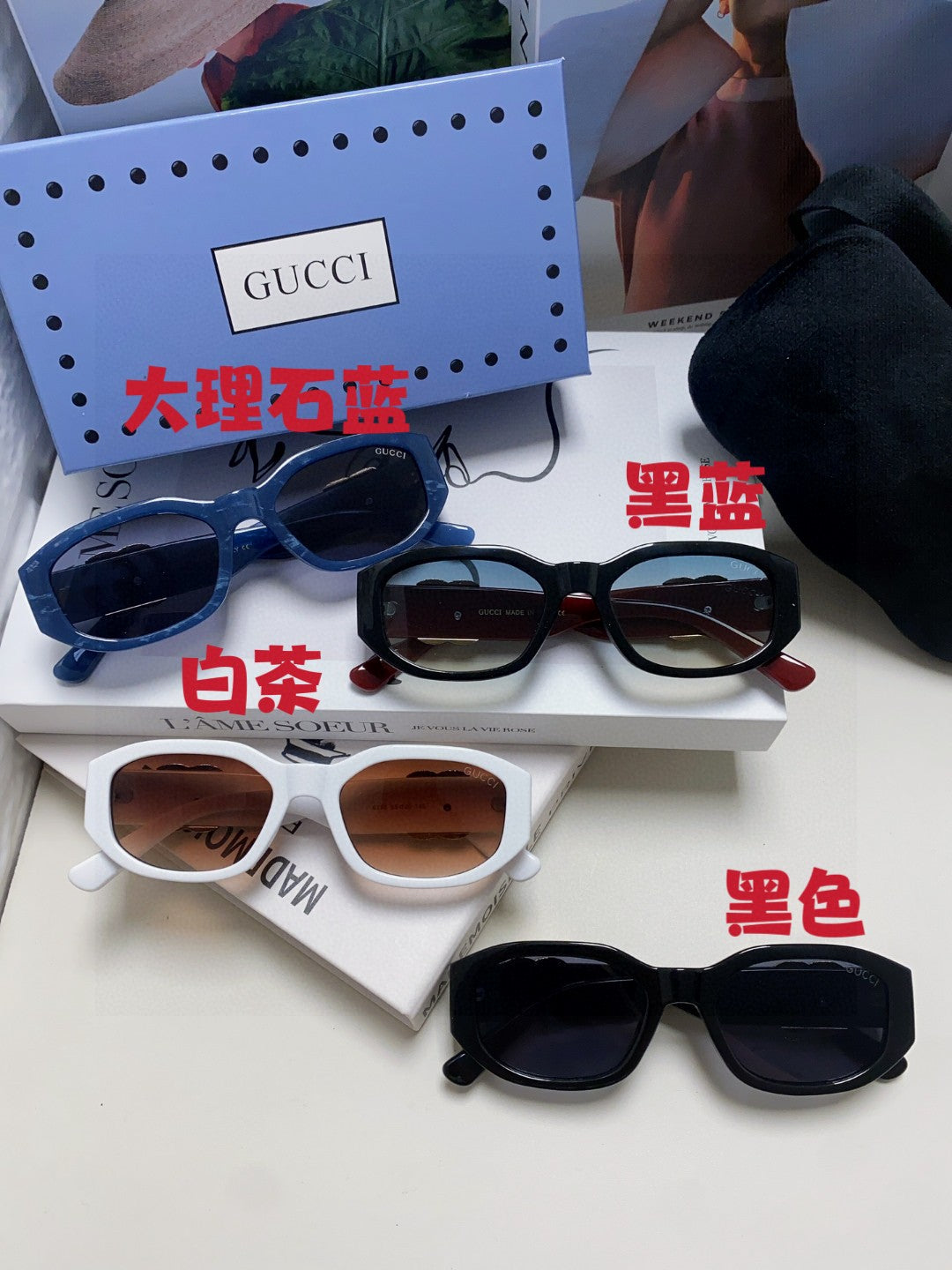 Gucci Round Blue Lens Sunglasses for Men & Women - 448813 - detail image 9
