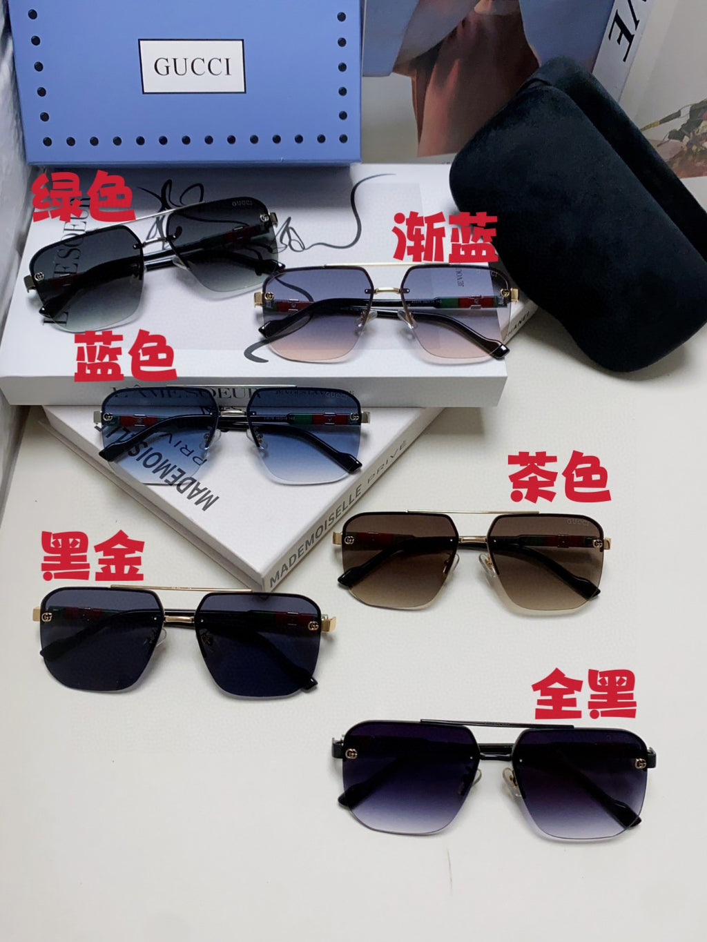 Gucci Lightweight Acetate Rimless Gray Lens Sunglasses for Men & Women - detail image 9