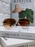 Louis Vuitton Metal Aviator Brown Lens Sunglasses for Men - 448636