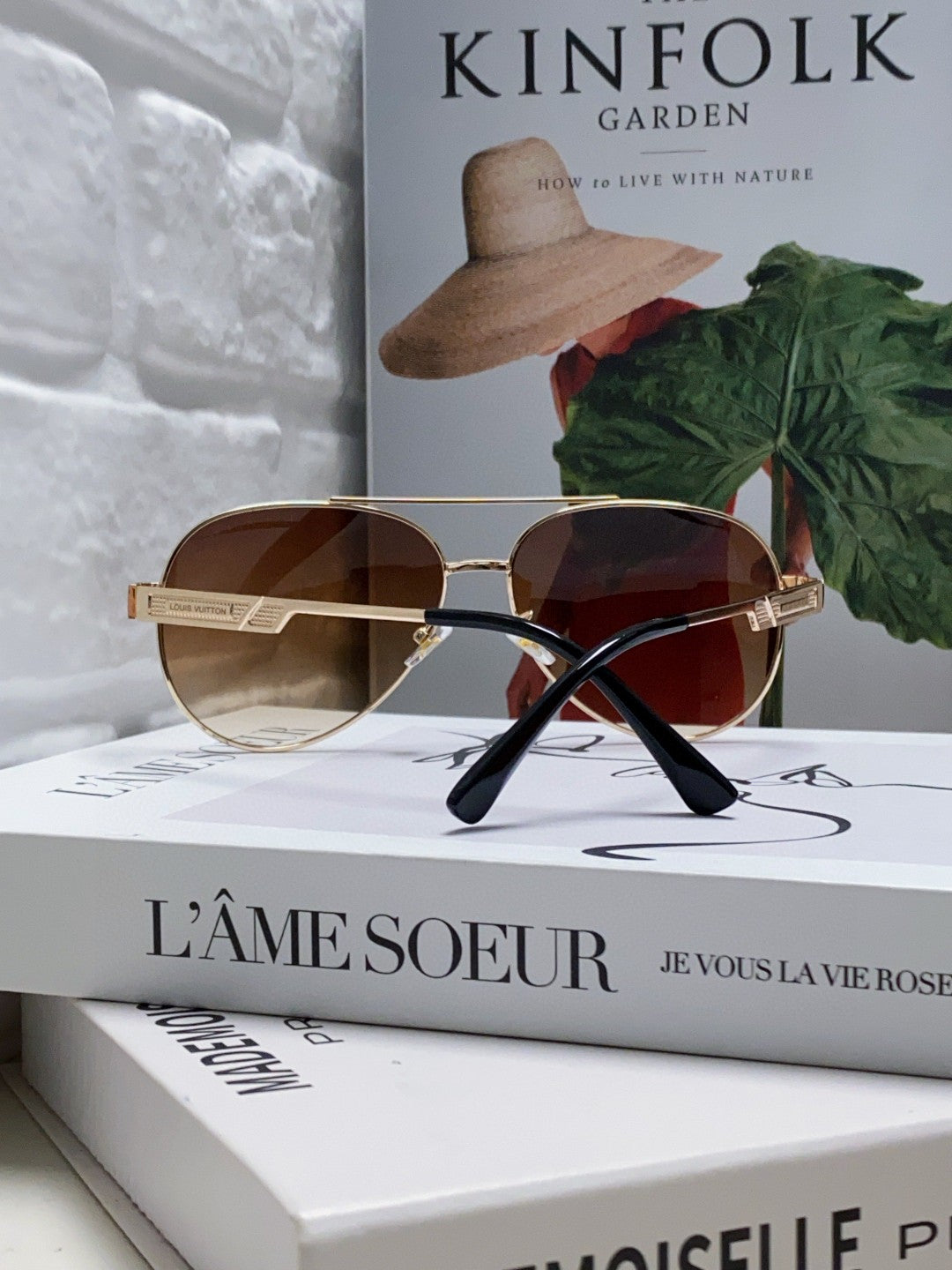 Louis Vuitton Metal Aviator Brown Lens Sunglasses for Men - 448636 - detail image 2