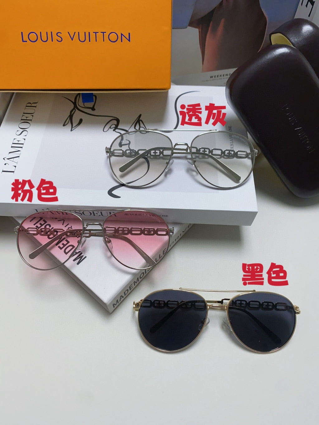 Louis Vuitton Aviator Red Lens Sunglasses for Women - detail image 8