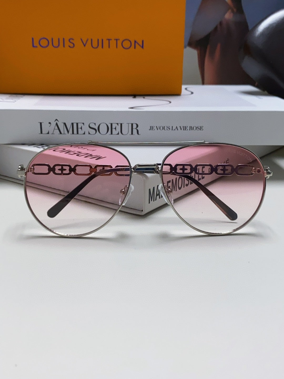 Louis Vuitton Aviator Red Lens Sunglasses for Women - detail image 5