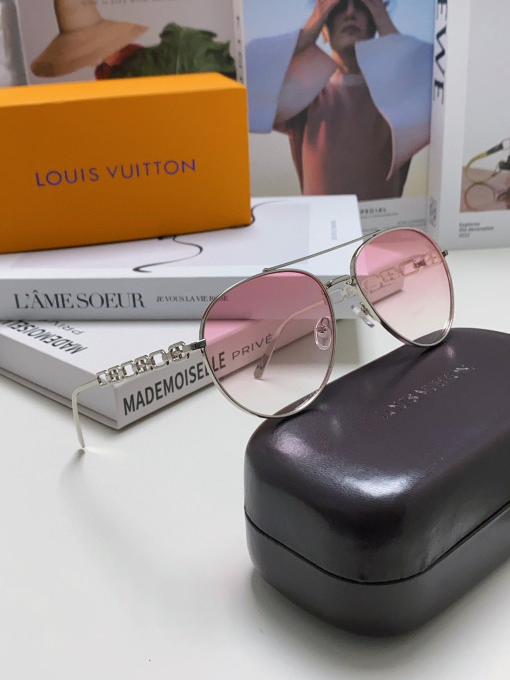 Louis Vuitton Aviator Red Lens Sunglasses for Women - detail image 6