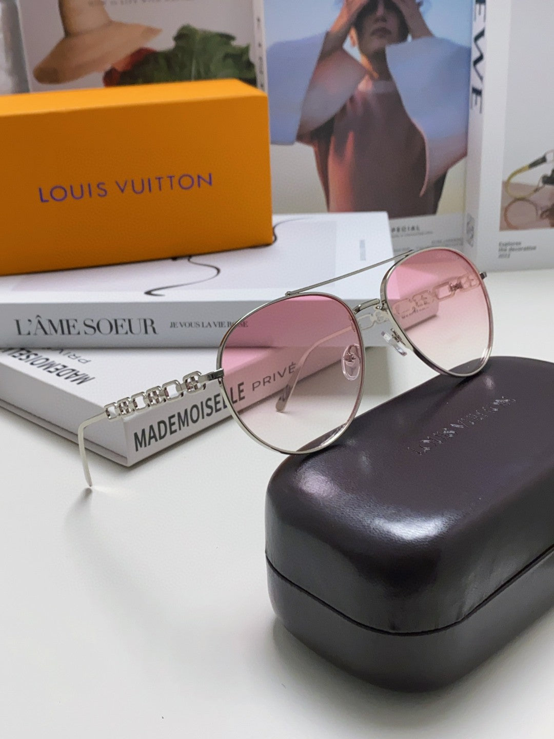 Louis Vuitton Aviator Red Lens Sunglasses for Women - detail image 6