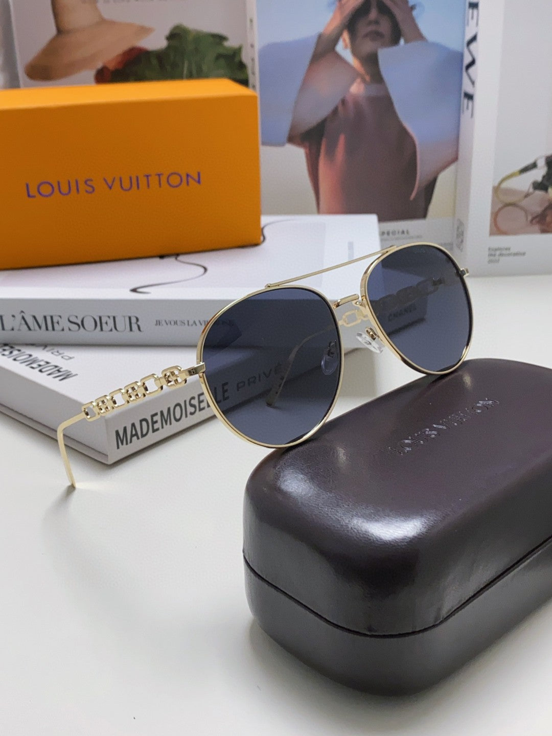 Louis Vuitton Aviator Black Lens Sunglasses for Women - detail image 4