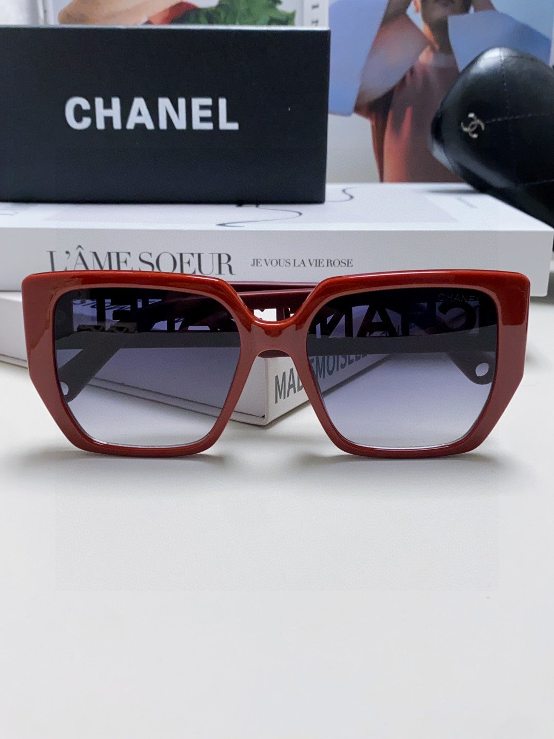 Chanel Square Red Lens Sunglasses for Men & Women - 448898 - detail image 6