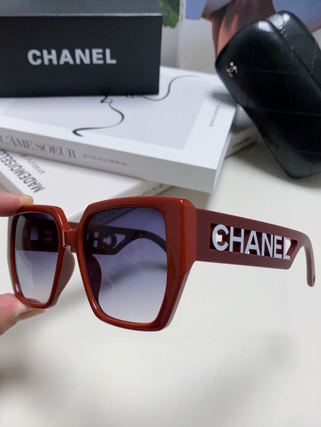 Chanel Square Red Lens Sunglasses for Men & Women - 448898 - detail image 5