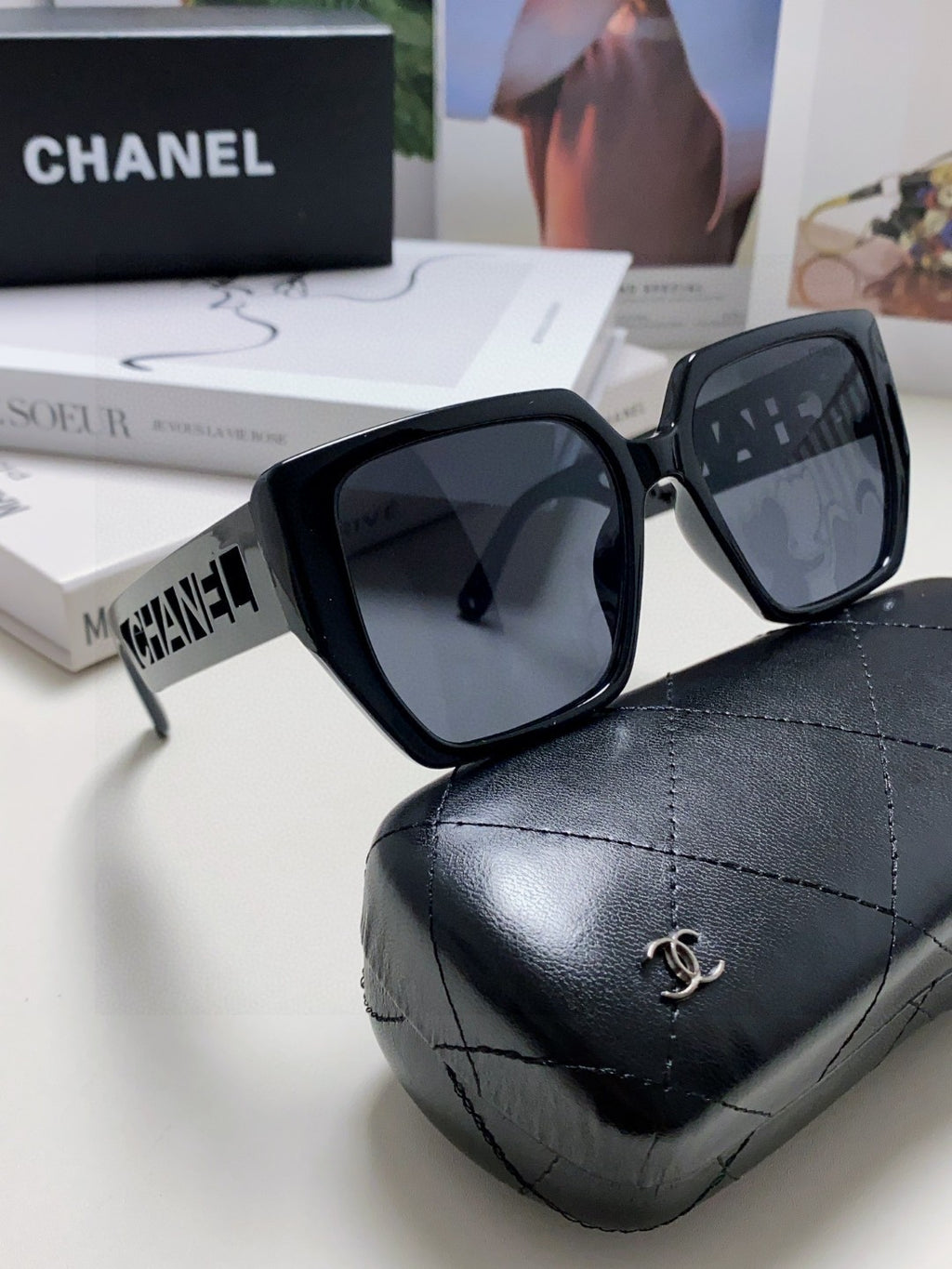 Chanel Square Black Lens Sunglasses for Men & Women - 448899 - detail image 7