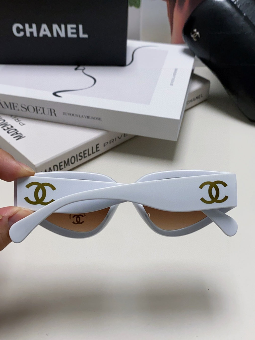 Chanel Cat-Eye Gray Lens Sunglasses for Women - 448903 - detail image 4