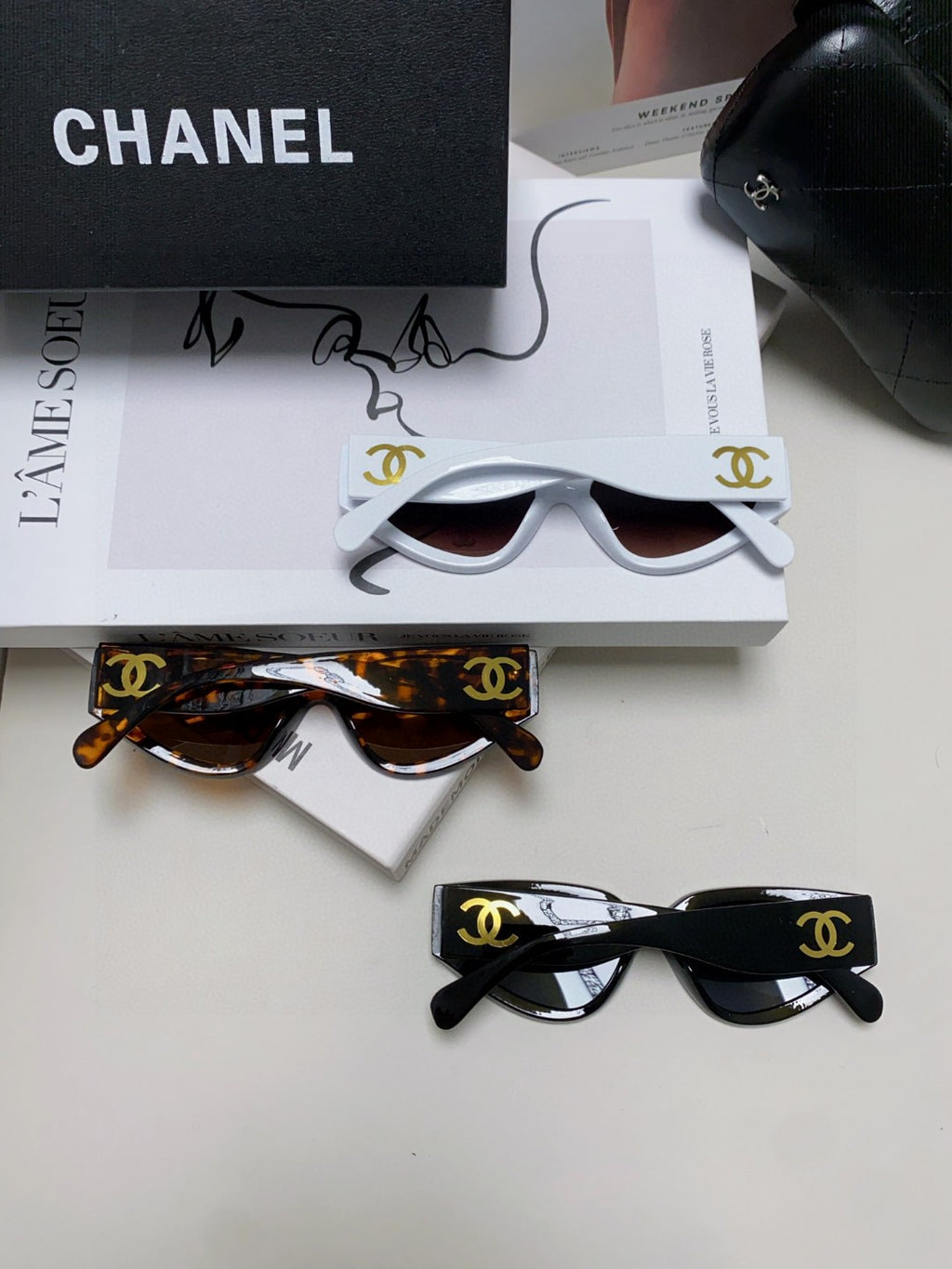 Chanel Cat-Eye Gray Lens Sunglasses for Women - 448903 - detail image 7