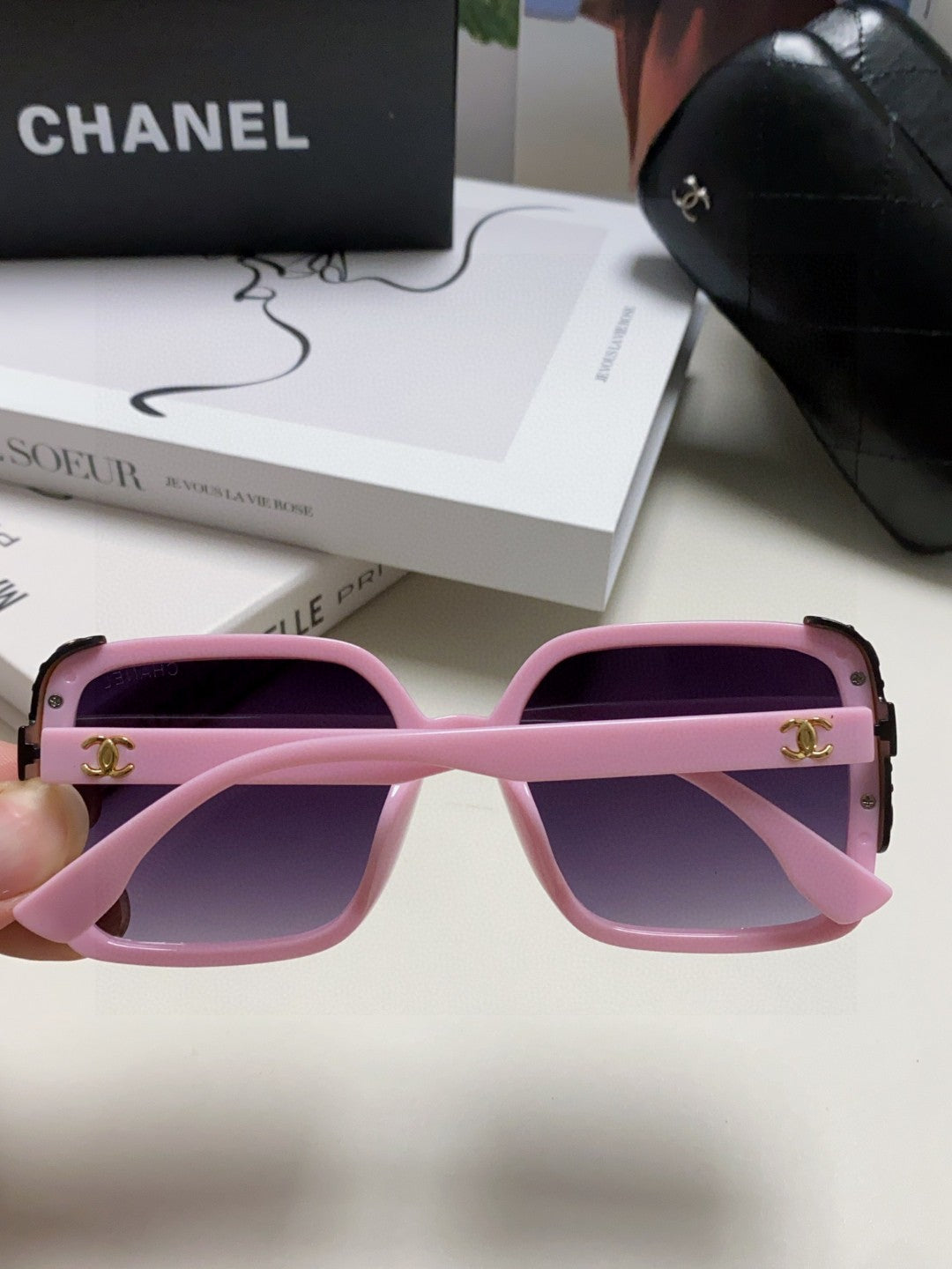 Chanel Square Purple Lens Sunglasses for Women - detail image 4