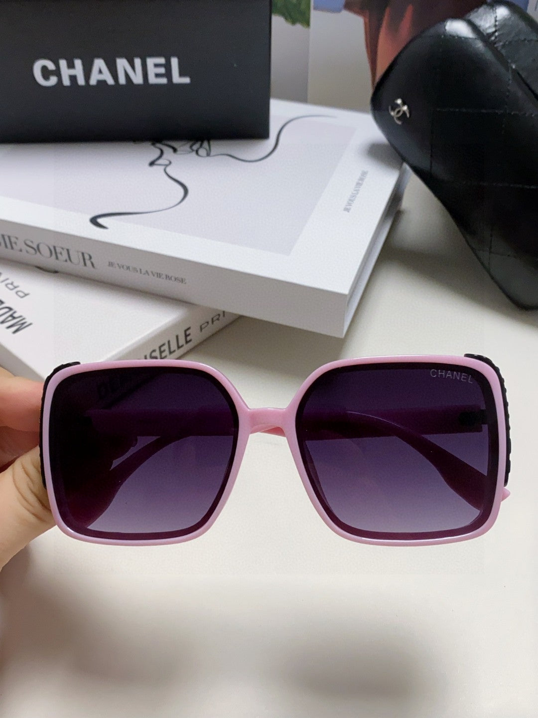 Chanel Square Purple Lens Sunglasses for Women - detail image 3