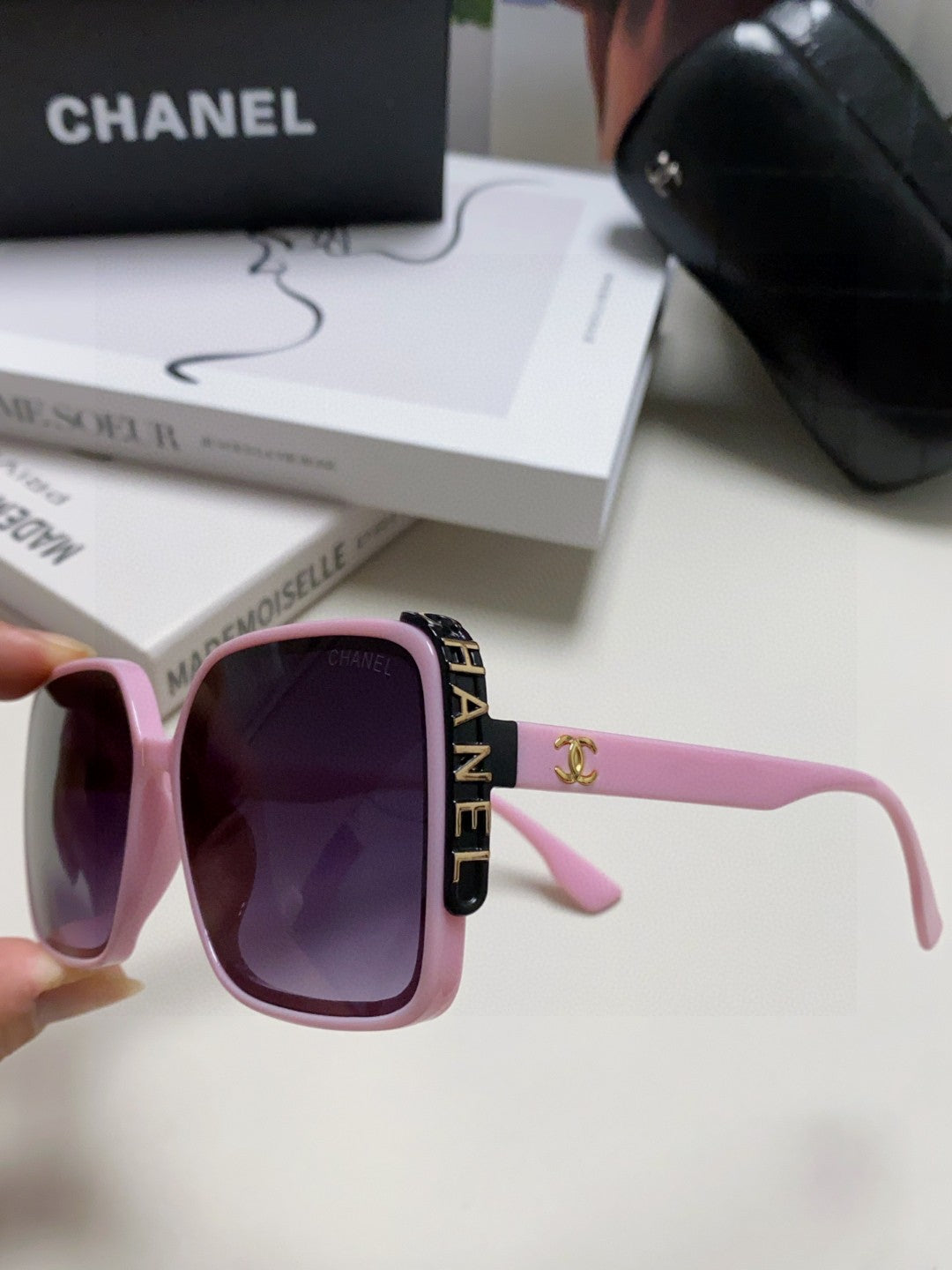 Chanel Square Purple Lens Sunglasses for Women - detail image 5