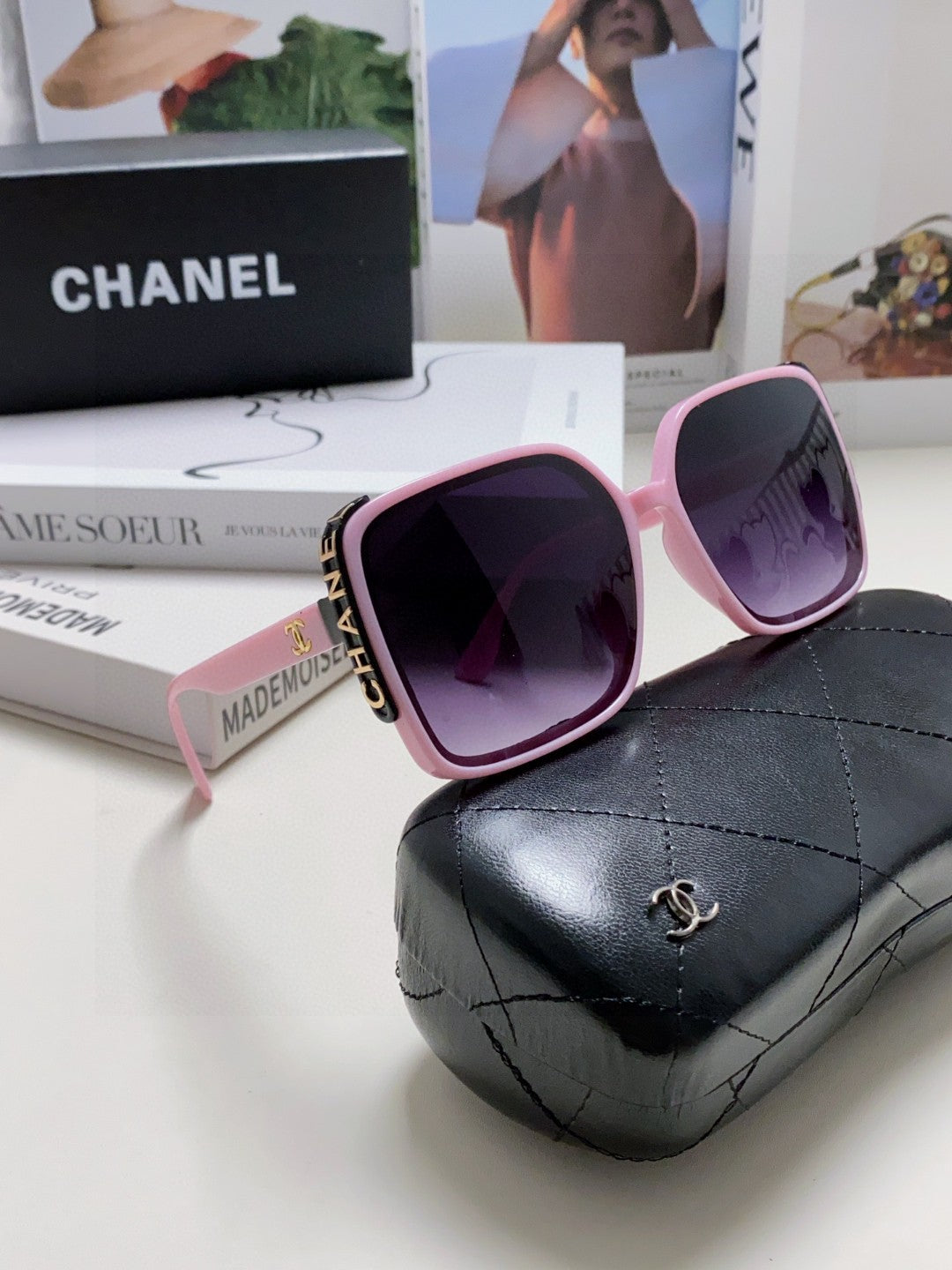 Chanel Square Purple Lens Sunglasses for Women - detail image 7