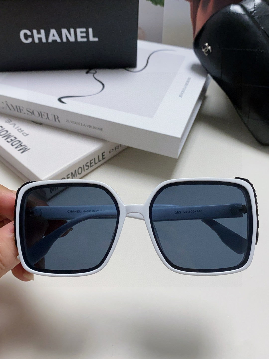 Chanel Square Black Lens Sunglasses for Women - detail image 3