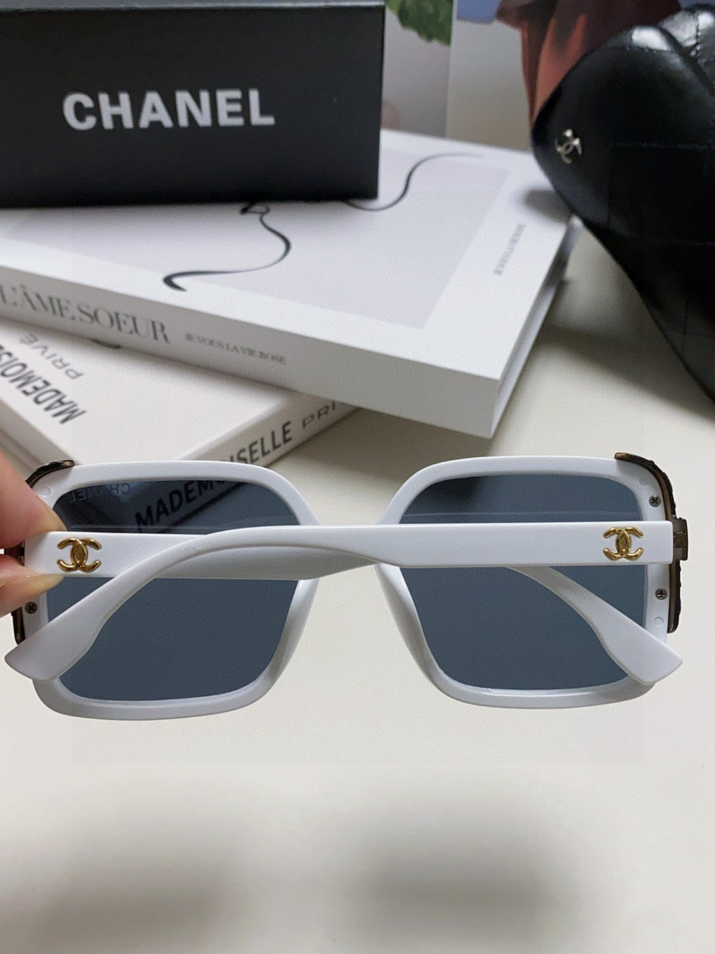 Chanel Square Black Lens Sunglasses for Women - detail image 4