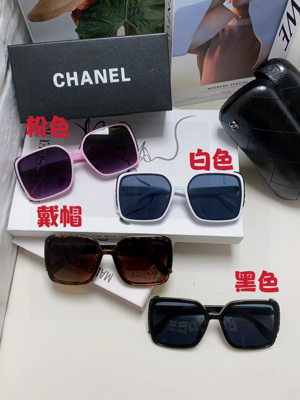 Chanel Square Black Lens Sunglasses for Women - detail image 9