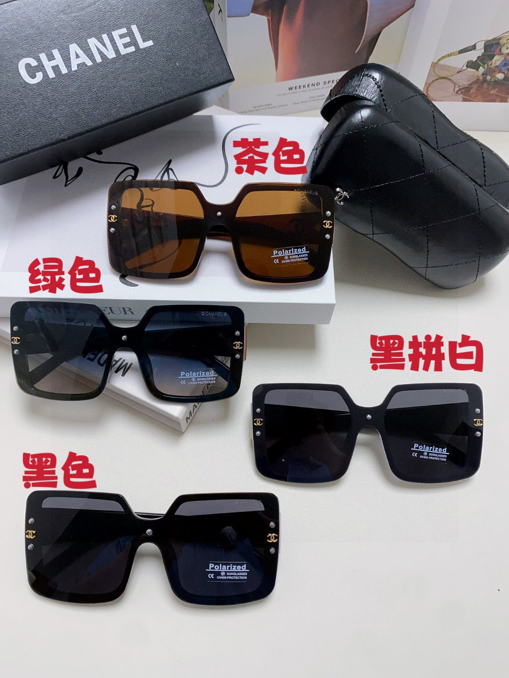 Chanel Polarized Oversized Black Lens Sunglasses for Women - 448912 - detail image 9
