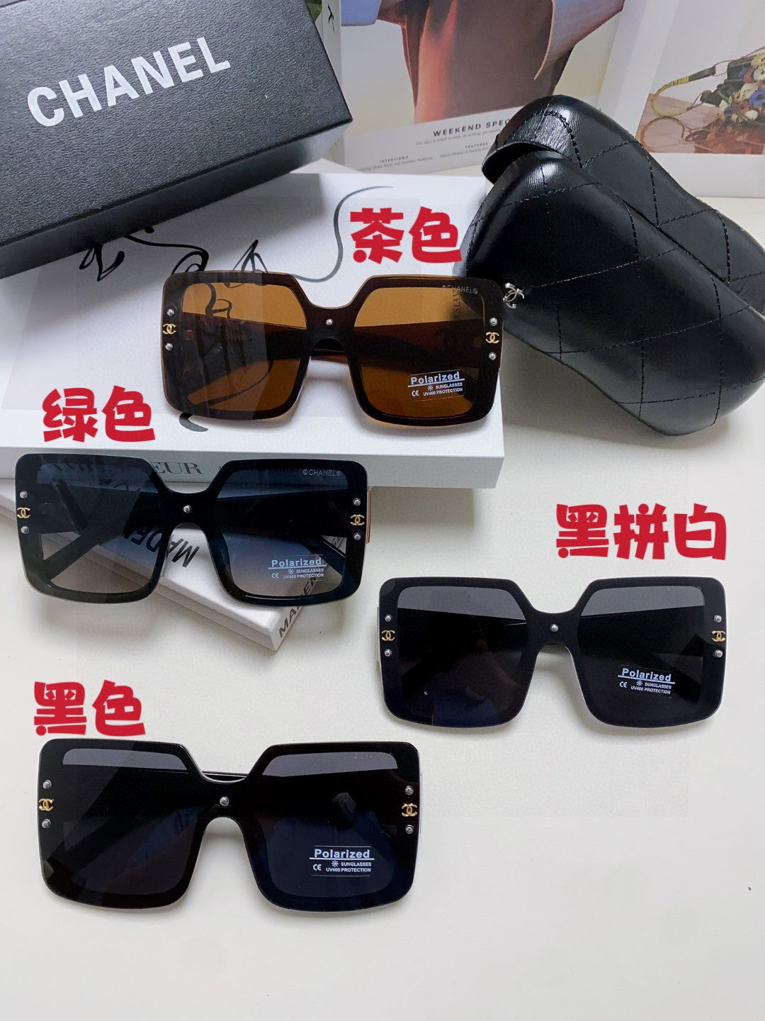 Chanel Polarized Oversized Black Lens Sunglasses for Women - 448912 - detail image 9