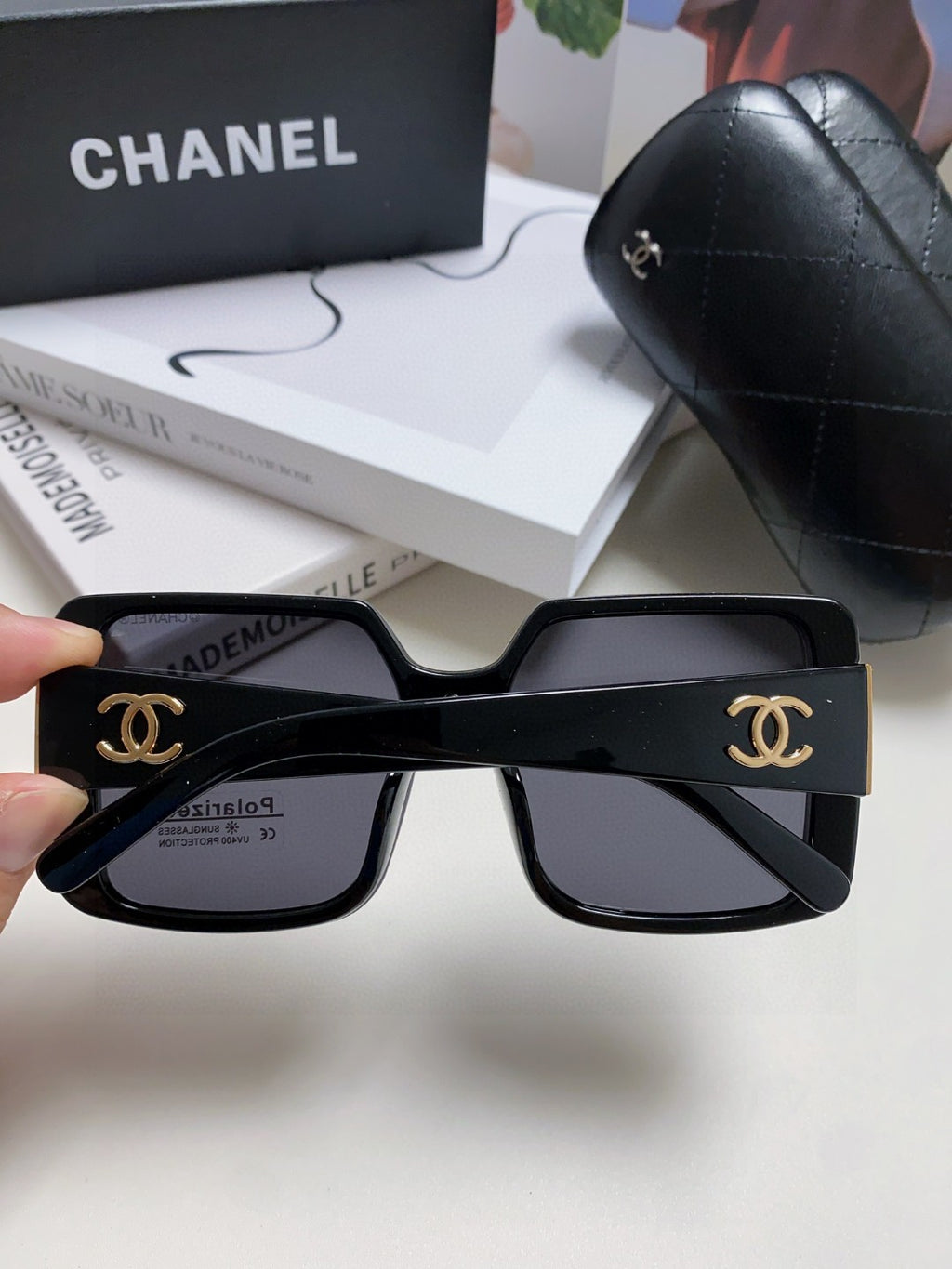 Chanel Polarized Oversized Black Lens Sunglasses for Women - detail image 4