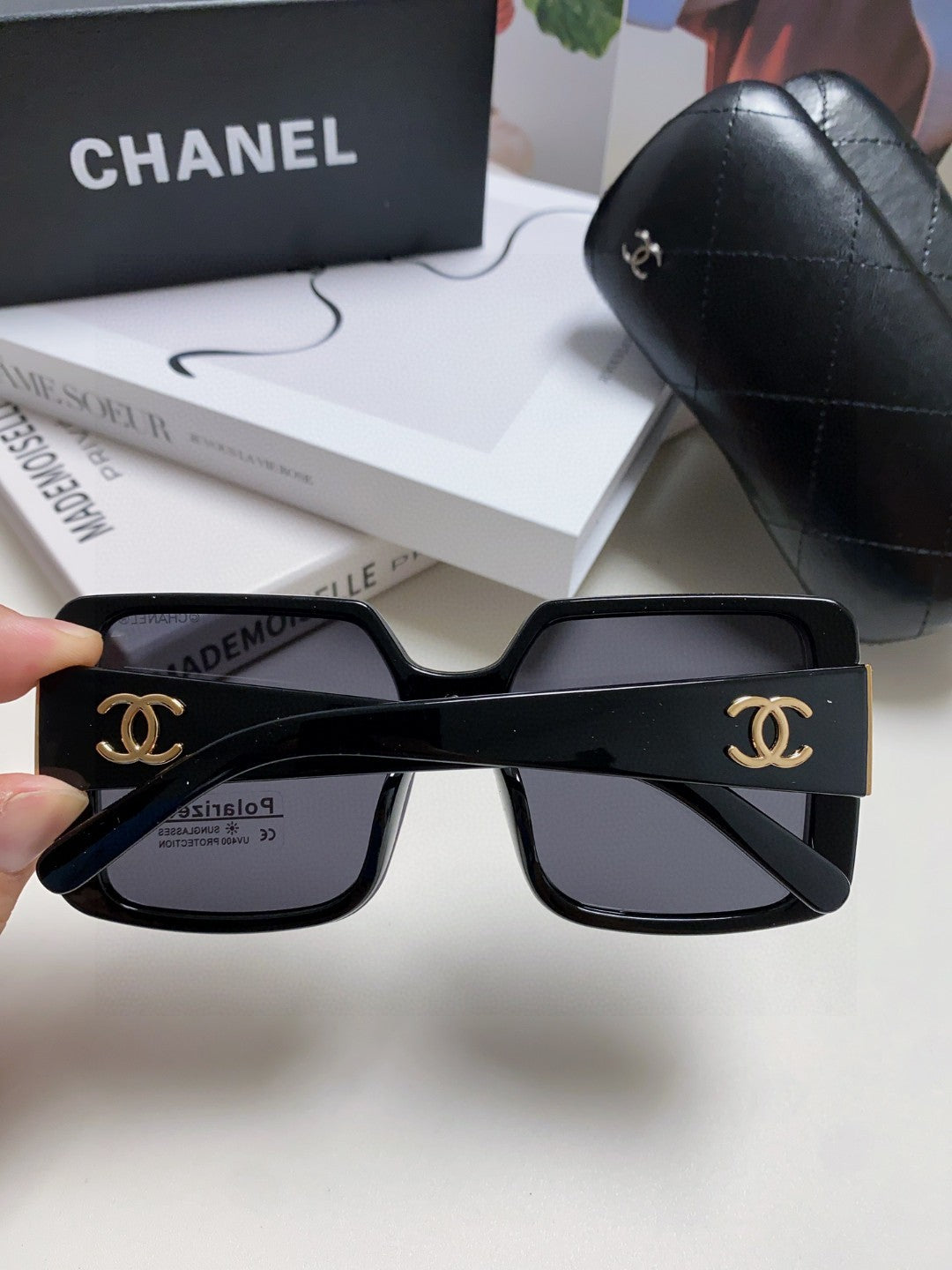 Chanel Polarized Oversized Black Lens Sunglasses for Women - detail image 4