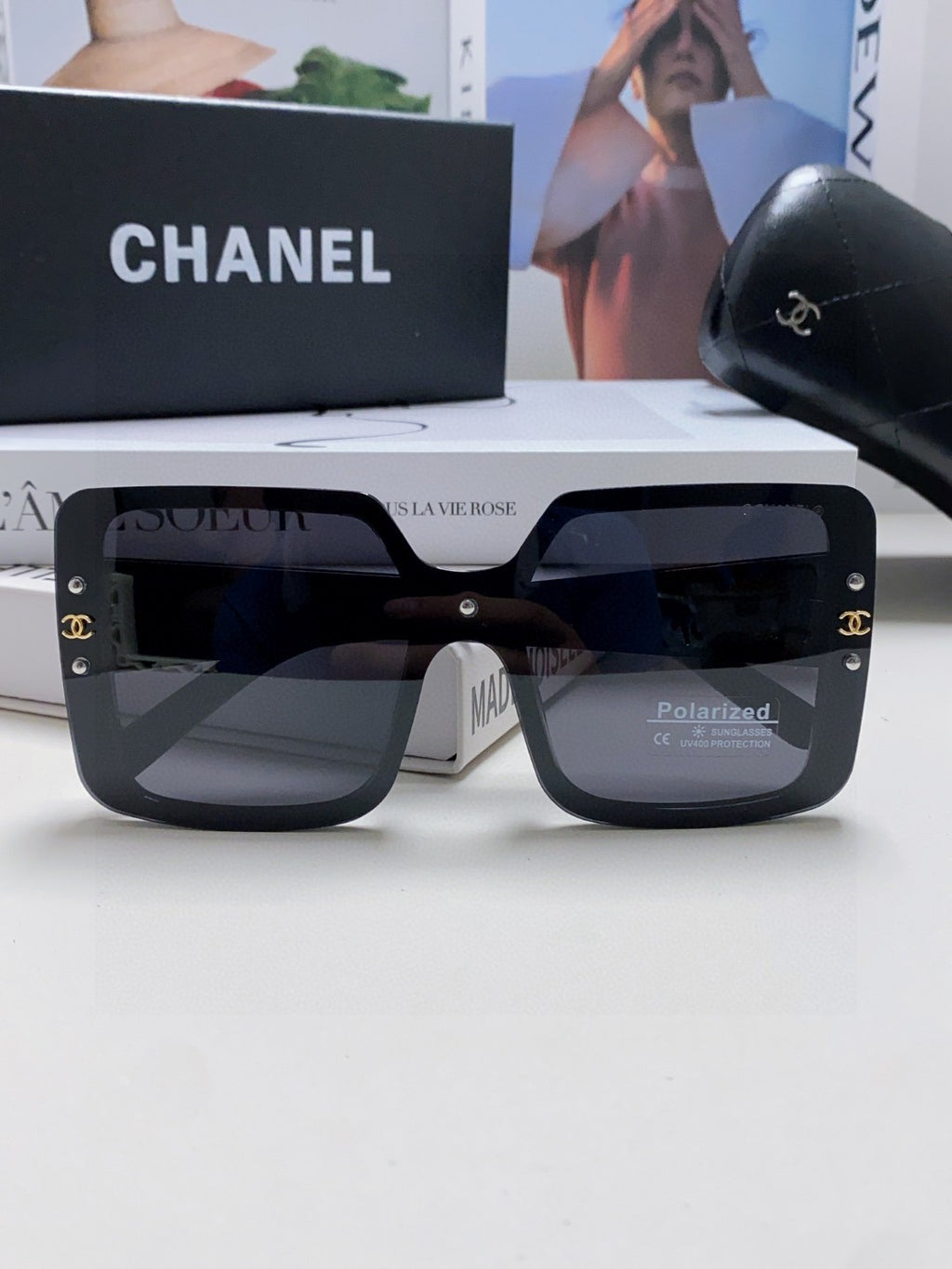 Chanel Polarized Oversized Black Lens Sunglasses for Women - detail image 6