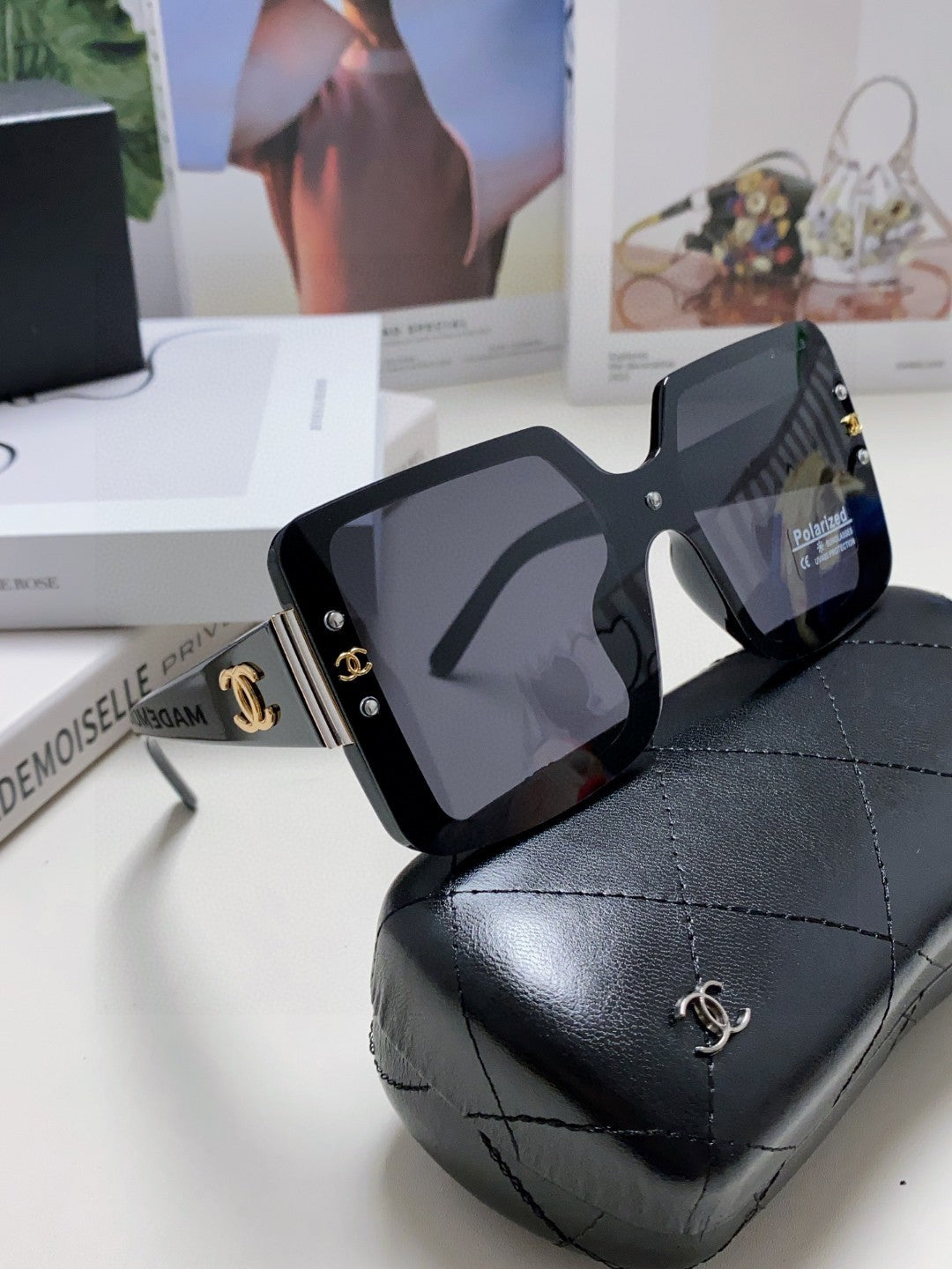 Chanel Polarized Oversized Black Lens Sunglasses for Women - detail image 7