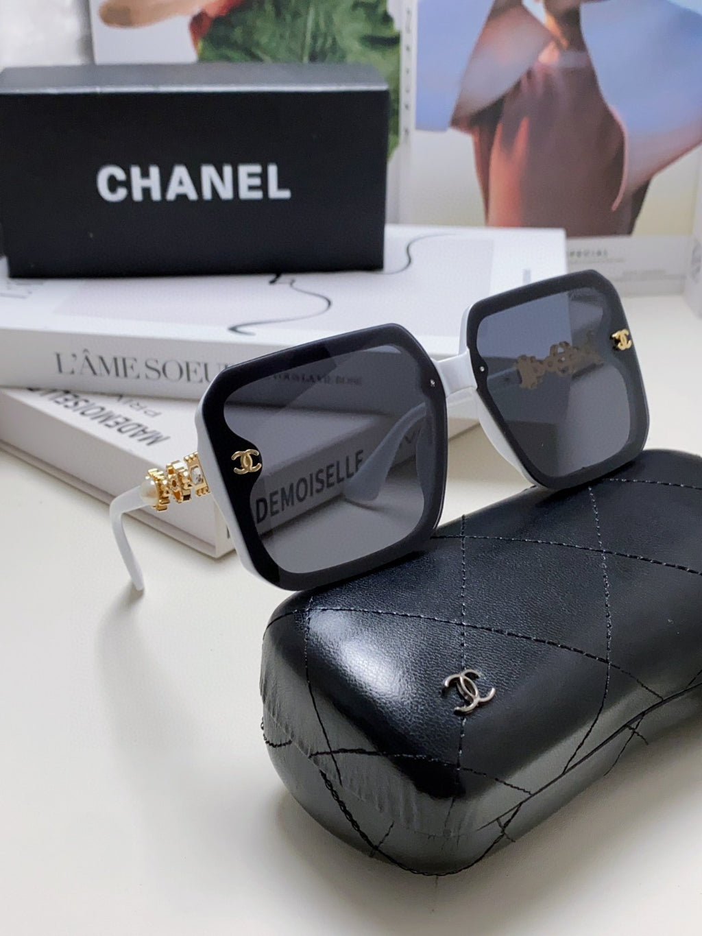 Chanel Polarized Fashion Silver Lens Sunglasses for Men & Women - 448915 - detail image 7