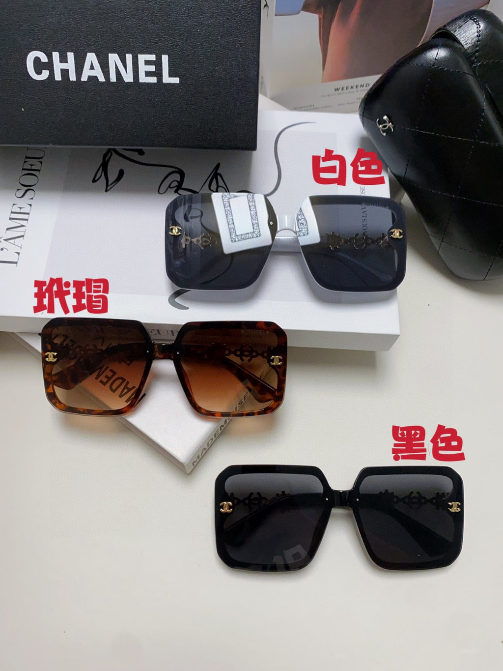 Chanel Polarized Fashion Black Lens Sunglasses for Men & Women - 448917 - detail image 9