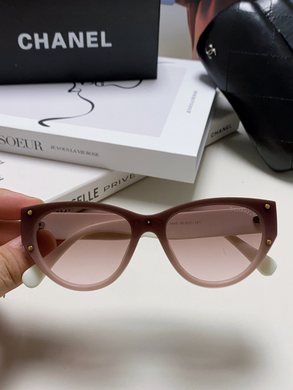 Chanel Round Red Lens Sunglasses for Women - detail image 3