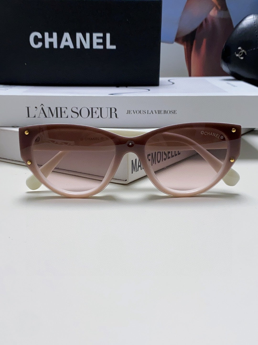 Chanel Round Red Lens Sunglasses for Women - detail image 6