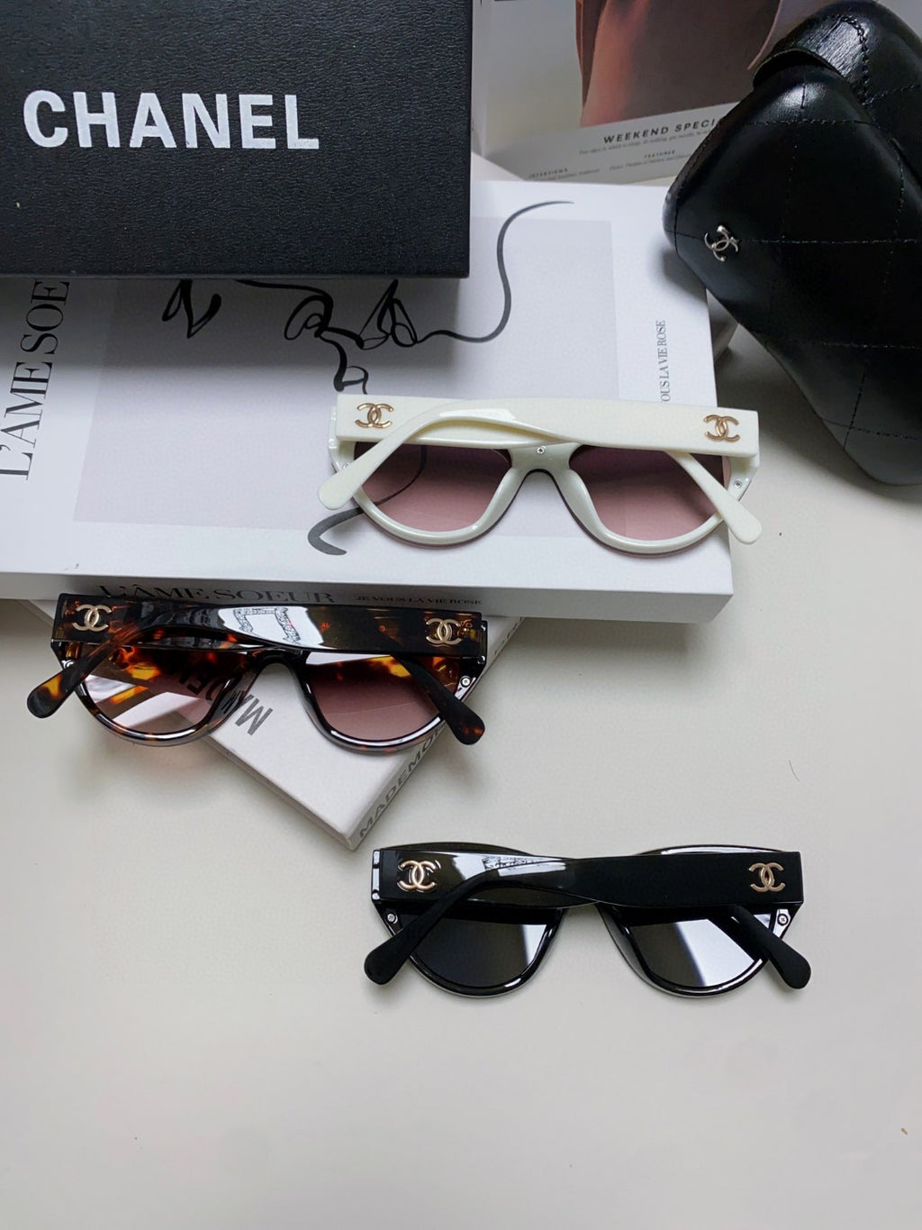 Chanel Round Red Lens Sunglasses for Women - detail image 8