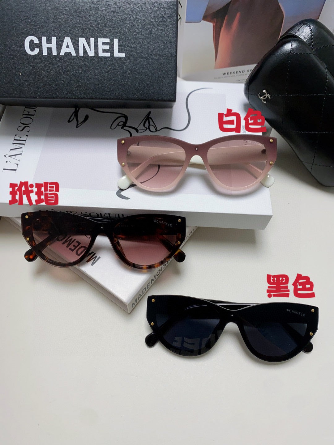 Chanel Round Red Lens Sunglasses for Women - detail image 9