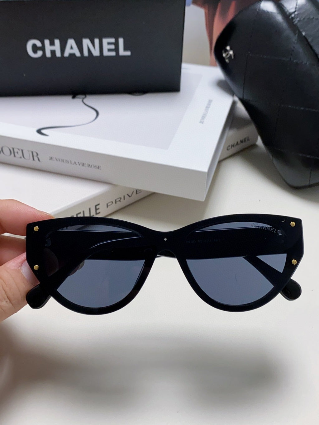 Chanel Round Blue Lens Sunglasses for Women - detail image 3