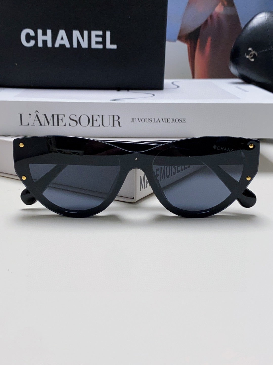 Chanel Round Blue Lens Sunglasses for Women - detail image 6