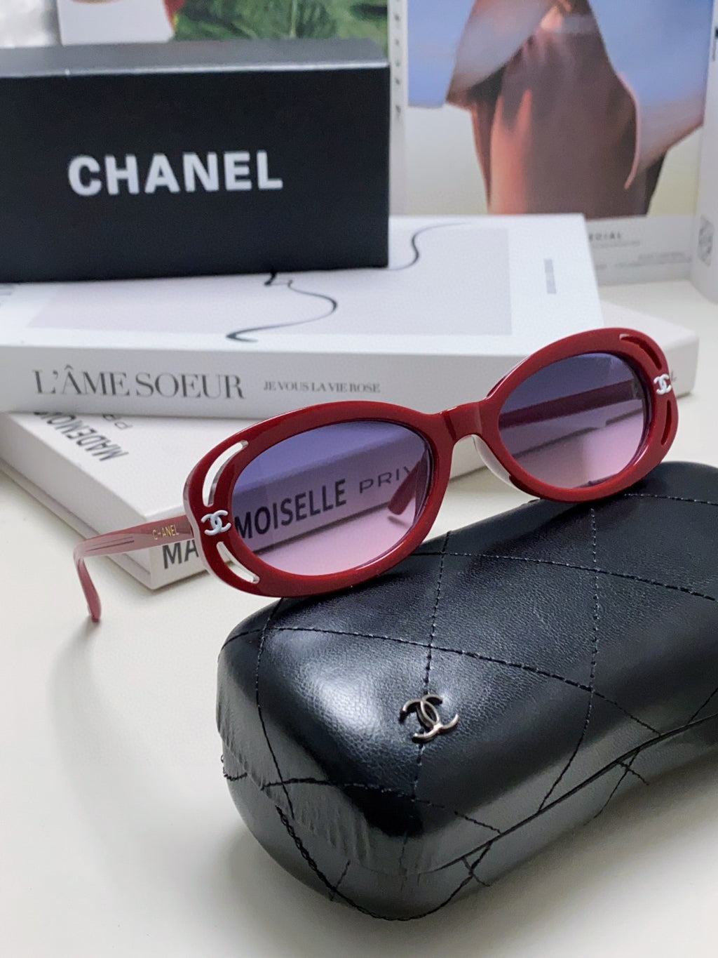 Chanel Cat-Eye Red Lens Sunglasses for Men & Women - detail image 7