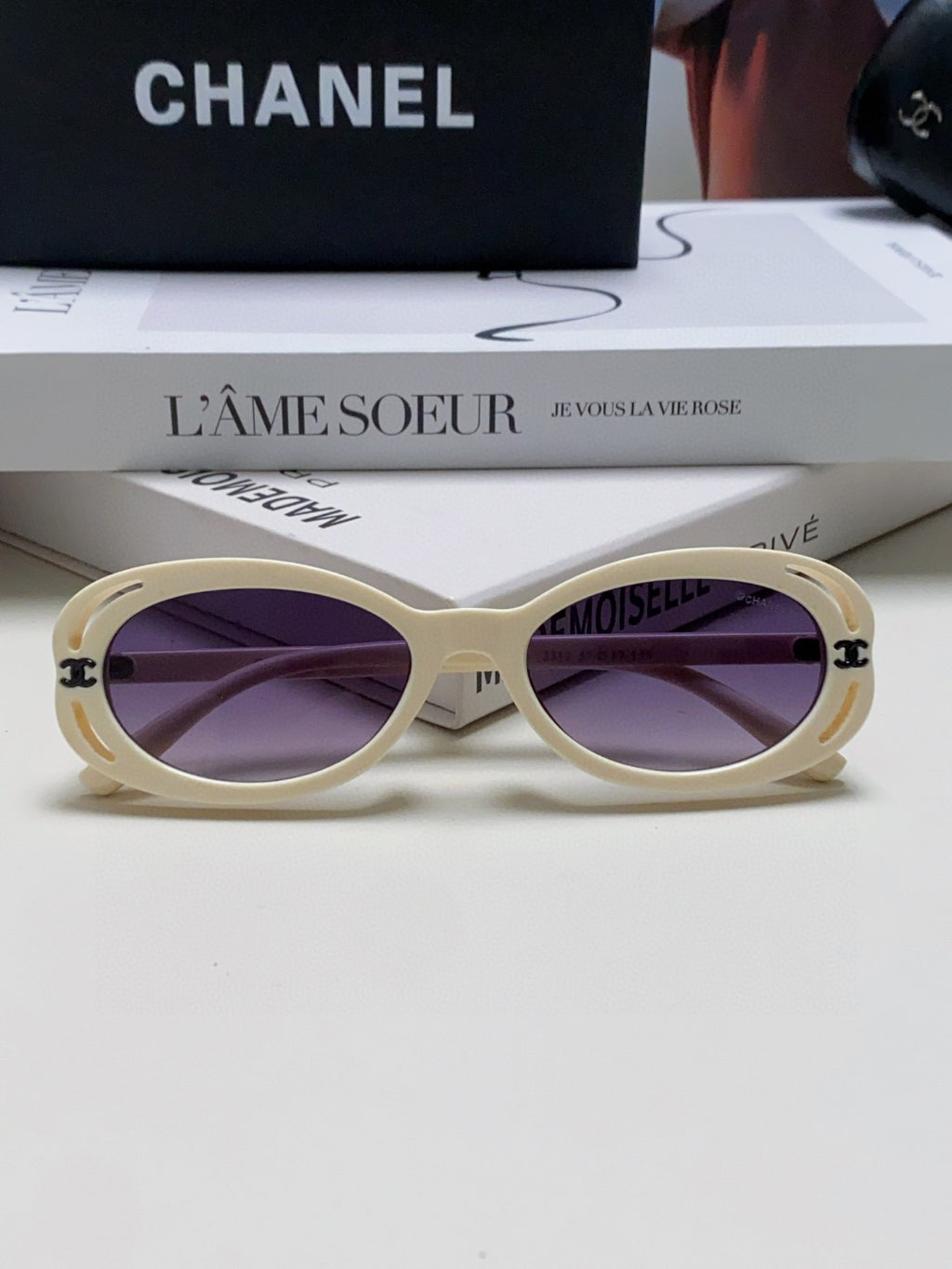 Chanel Cat-Eye Purple Lens Sunglasses for Men & Women - detail image 6
