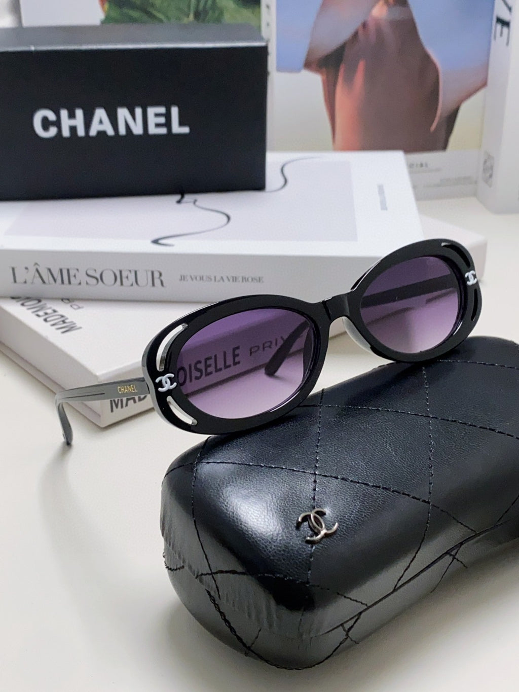 Chanel Cat-Eye Silver Lens Sunglasses for Men & Women - 448925 - detail image 7