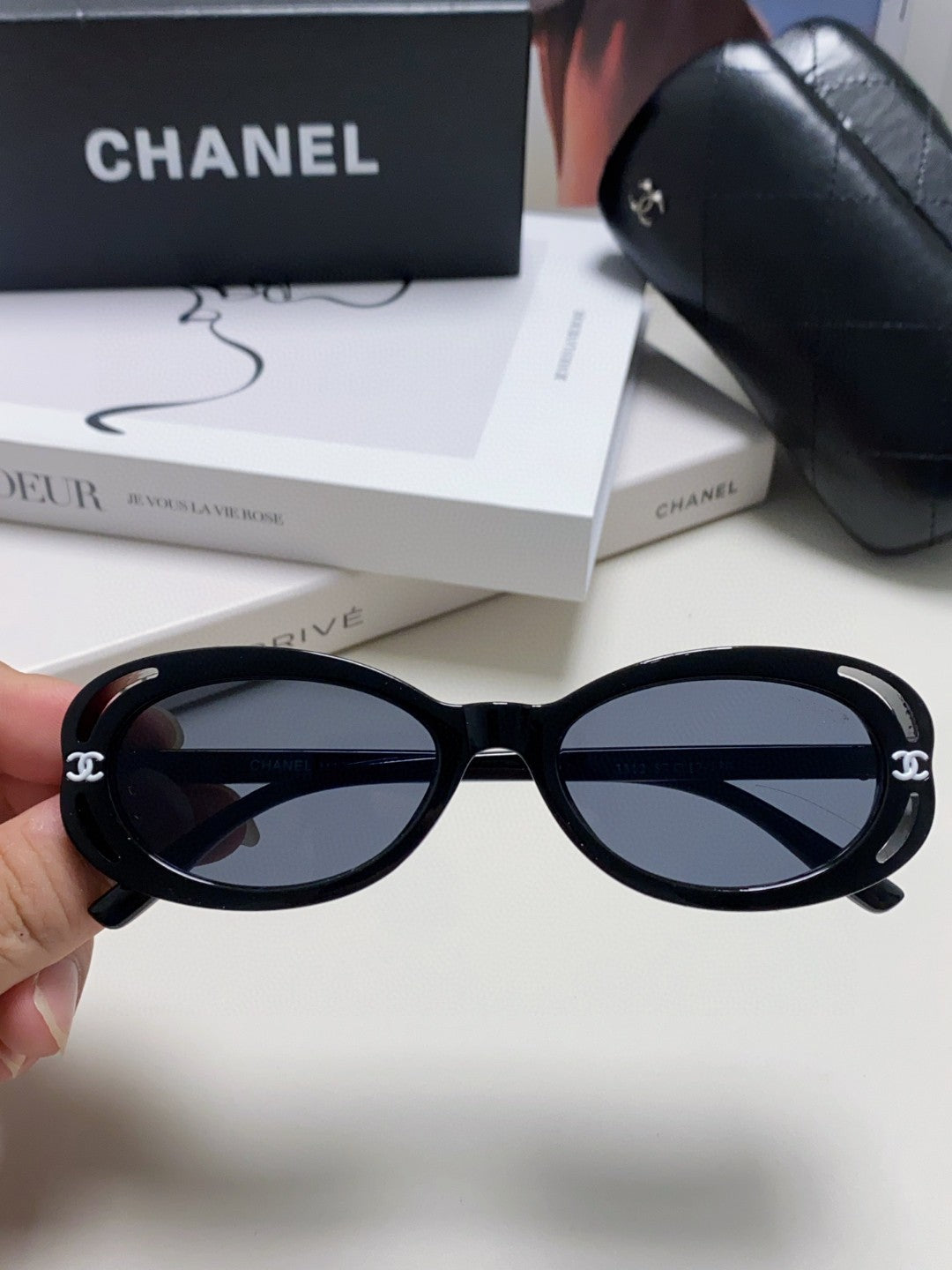 Chanel Cat-Eye Blue Lens Sunglasses for Men & Women - detail image 3