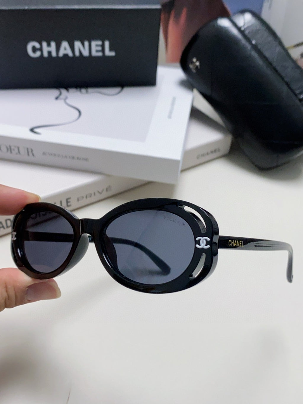 Chanel Cat-Eye Blue Lens Sunglasses for Men & Women - detail image 5