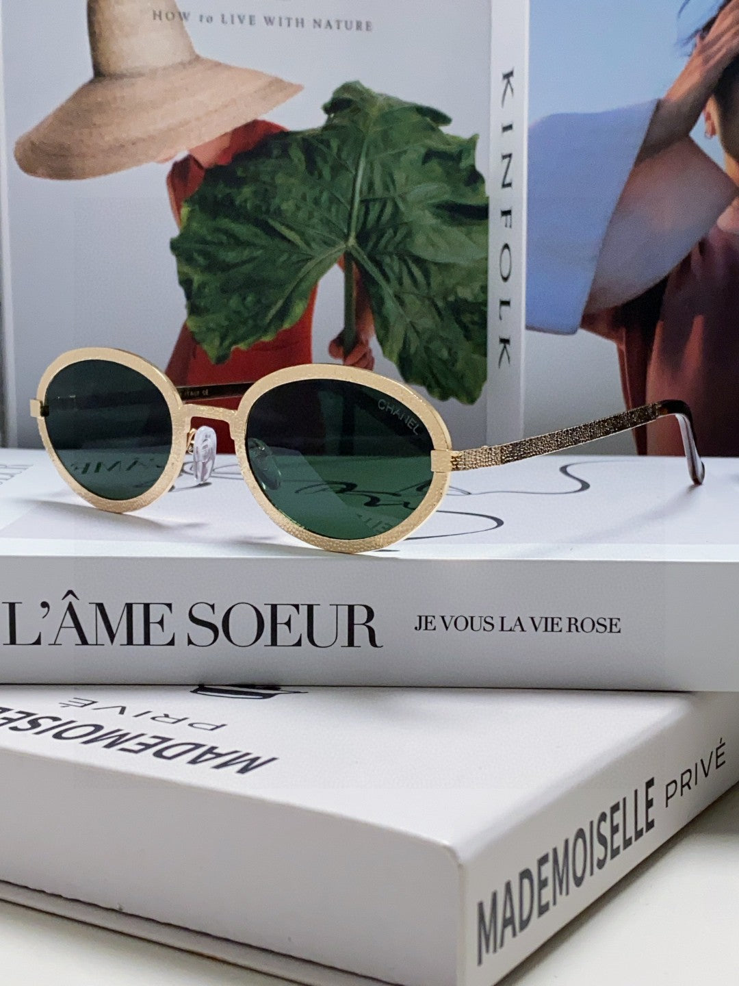 Chanel Metal Oval Black Lens Sunglasses for Women - 448927 - detail image 2