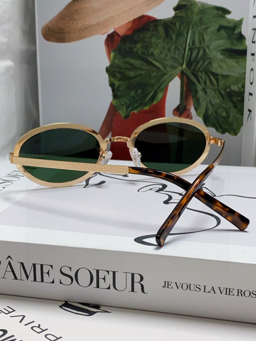 Chanel Metal Oval Black Lens Sunglasses for Women - 448927 - detail image 4