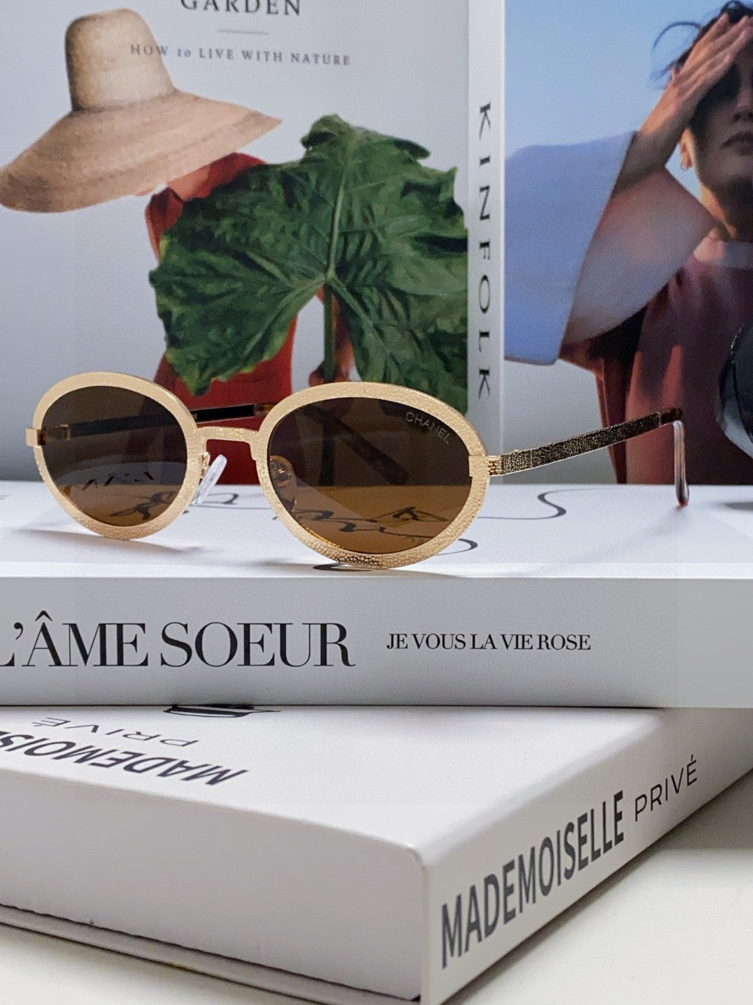 Chanel Metal Oval Red Lens Sunglasses for Women - detail image 2