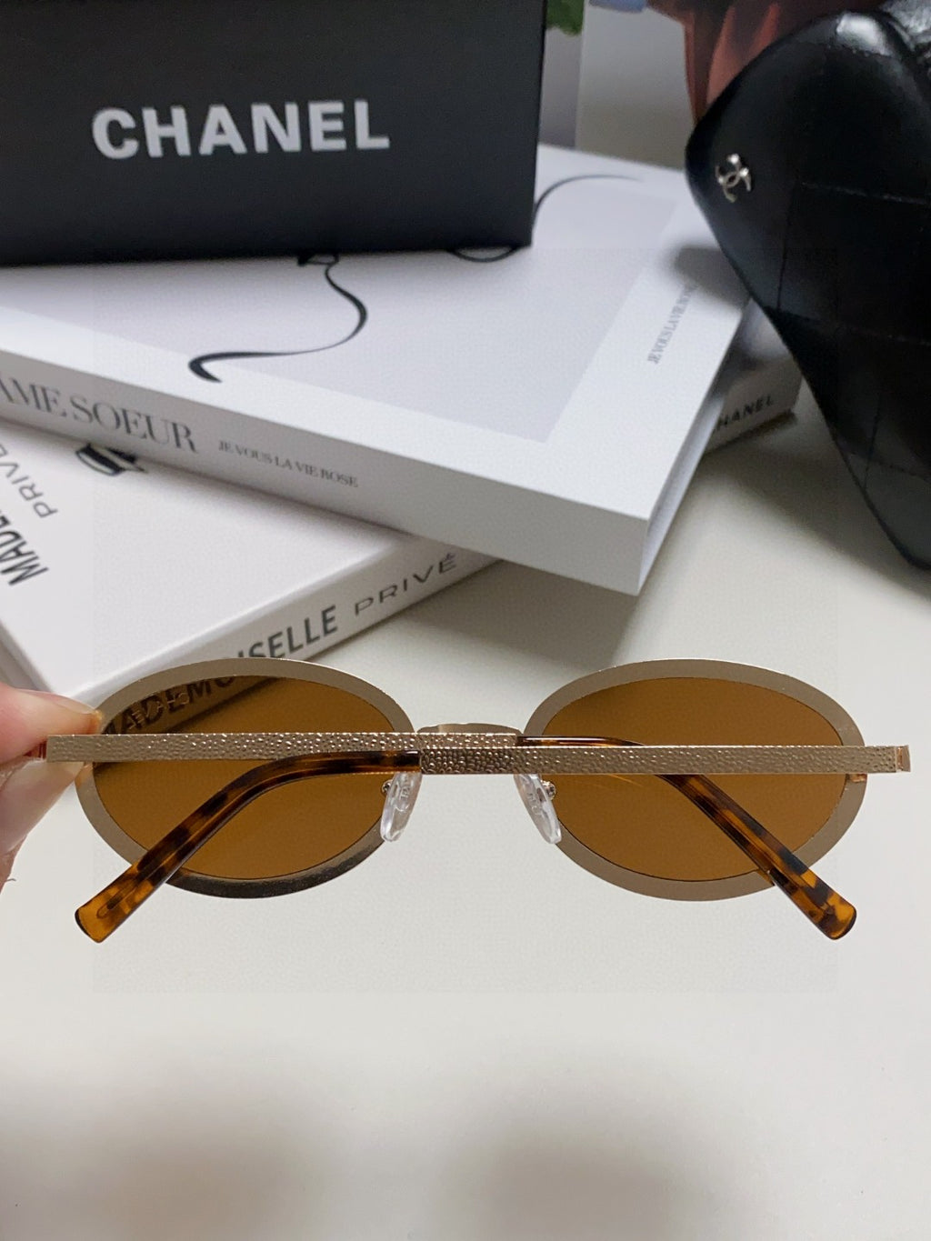 Chanel Metal Oval Red Lens Sunglasses for Women - detail image 6