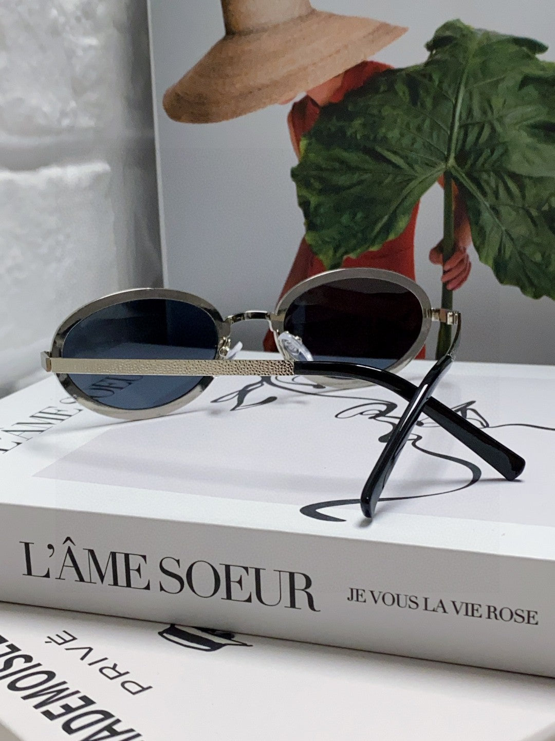 Chanel Metal Oval Black Lens Sunglasses for Women - 448929 - detail image 4