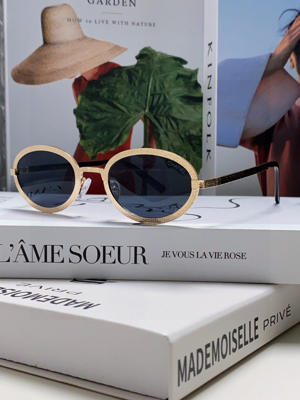 Chanel Metal Oval Black Lens Sunglasses for Women - detail image 2